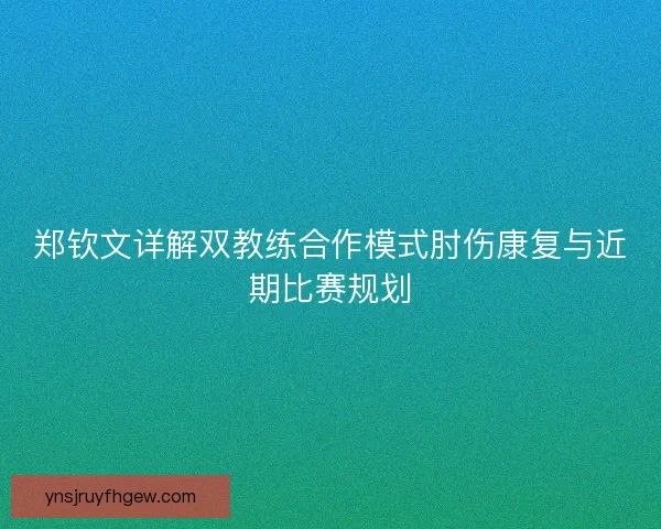 郑钦文详解双教练合作模式肘伤康复与近期比赛规划